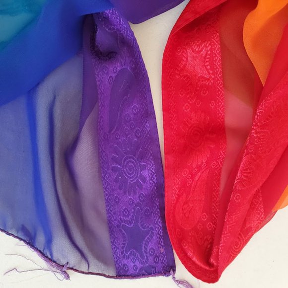 Rima Rainbow Bright Multicolor Pareo Sarong Beach Cover Up Wrap Pride Fringe - Picture 11 of 12